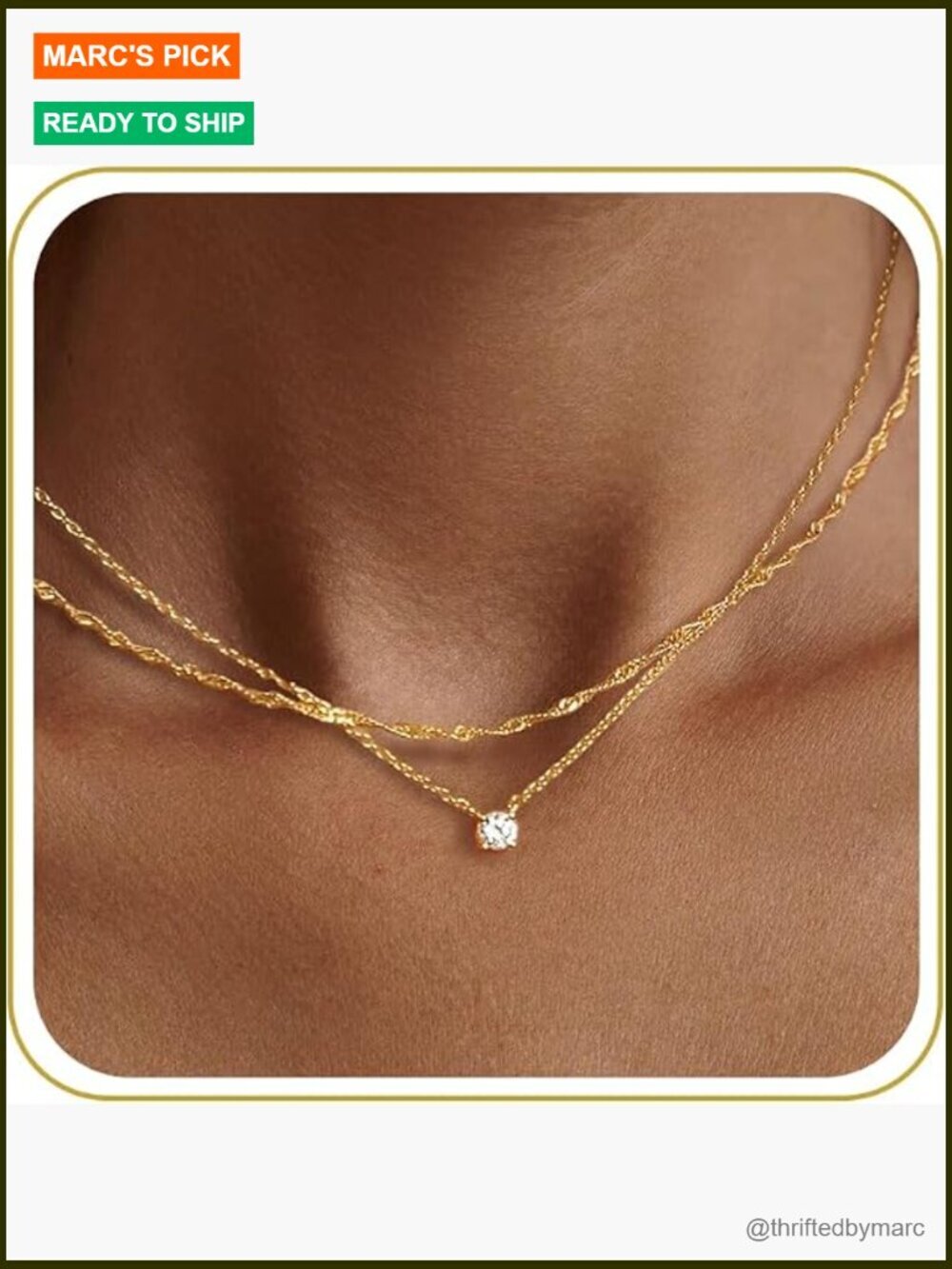 Dainty 14k Gold Plated Cubic Zirconia Pendant Necklace for Women